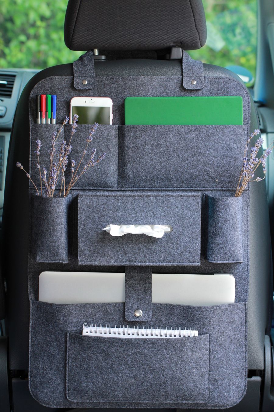 Autositz-Organizer, Fußleisten-Rücksitzschutz mit Touchscreen
